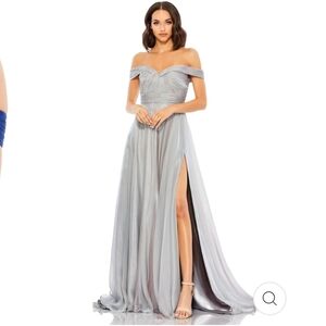 NWT Mac Duggal OFF THE SHOULDER Chiffon RUCHED A LINE GOWN Size 2